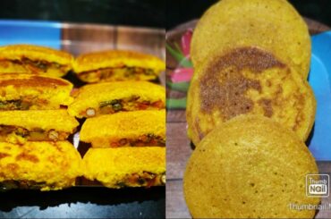 Stuffed suji pancakes / stuffed semolina pancakes / suji breakfast recipe / suji nasta / healthy rec