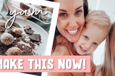 DELISH chocolate NUT FREE Bliss Ball Recipe! Our fave healthy treat + lunchbox snack 👍🏼