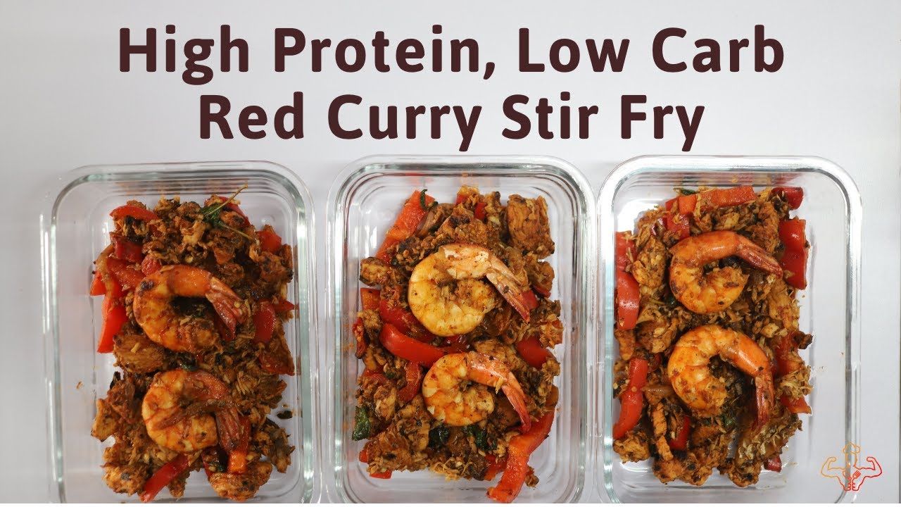 3-Meal Prep: High Protein, Low Carb Red Curry Stir-Fry 3-Meal Prep: High Protein, Low Carb Red Curry Stir-Fry