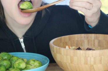 ASMR Whisper Eating Sounds | Crunchy Brussels Sprouts | Salad & Peanut Based Dressing | Mukbang