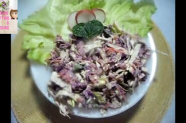 Crunchy Coleslaw Salad/Easy & healthy homemade crunchy coleslaw salad recipe in urdu/