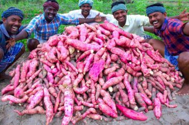 FARM FRESH SWEET POTATOES Harvesting & Cooking | Sakkaravalli Kilangu Kuzhi Paniyaram Recipe Cooking