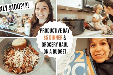 $5 DINNER: SPEED CLEANING TIPS: $100 GROCERY BUDGET: GROCERY HAUL FAMILY OF 4