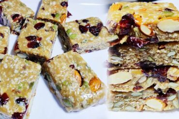 Healthy No Bake Peanut Butter Oatmeal Bars | Peanut Butter Oats Bars Recipe | Peanut Butter Oat Bars