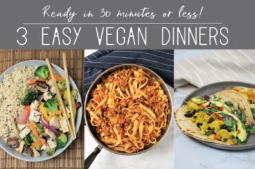 3 Quick & Easy Vegan Dinner and Meal Prep Recipes - Ready in 30 minutes or less