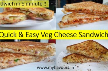 5 Minute - 4 Best & Easy Veg Sandwich Recipes for Breakfast & Tiffin | 4 आसान और झटपट वेज सैंडविच