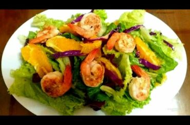 Healthy Recipe To Lose Weight/How to make Prawns & Orange Salad with Honey Mustard Dressing