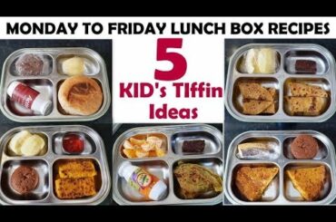5 Lunch Box Recipes for Kids | Monday to Friday TIffin Box Ideas for Kids | Indian Lunch Box Recipes