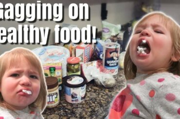 BACKFIRED! 1 YEAR OLD GAGS ON HEALTHY FOOD CHOICES / LARGE GROCERY HAUL for a FAMILY of 6 / LAWG