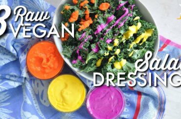 3 Raw Vegan Salad Dressings w/ Only 3 Ingredients! | Easy + Plant-based
