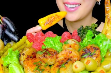 HEALTHY MEAL DAY 3: ROASTED and PICKLED VEGGIES, FRESH FRUIT + PAN SEARED SCALLOPS | TracyN ASMR