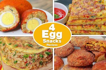 4 Easy Egg Snacks Recipes | Egg Chop | Potato Omelette | Potato Egg Kebab | Maggi Omelette | Toasted