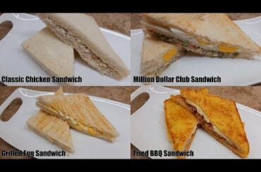 4 Quick And Easy Sandwiches Recipe | Tea Time Snack Recipe | Mominas Kitchen