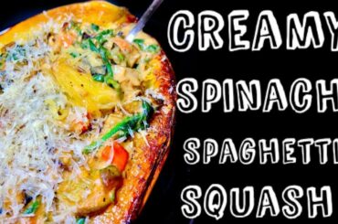 Creamy Spinach Stuffed Spaghetti Squash Recipe | Vegan