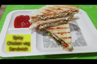 Chicken Mince and vegetables filled Sandwich|Spicy Sandwiches with mayo and cheese [Sandwich Recipe]