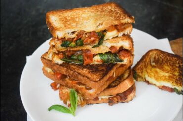 Cheesy Tomato Basil Sandwich | Veg Recipes | Veg Snacks