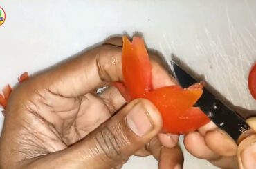 Make a Beautiful Tomato Flower, How to Make Easy Cucumber Tomato Salad, Super Salad Art, CHR