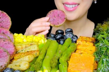 HEALTHY EATING ASMR: ROASTED VEGGIES (KALE CHIPS,  RADISH, CARROT, ASPARAGUS, POTATO) | TracyN ASMR