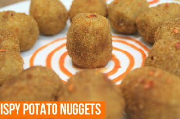 Crispy Potato Nuggets Recipe Without Cheese - Easy Party Starter Potato Bites Recipe - Kids Tiffin