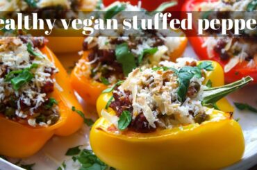 HEALTHY VEGAN STUFFED PEPPERS [LOW CALORIE + GREAT FOR MEAL PREP] | PLANTIFULLY BASED