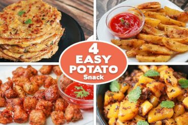 4 Easy Potato Snacks Recipes| Potato Pancake |Potato Wadges | Potato Fritters | Jeera Aloo | Toasted