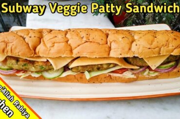 Subway Veggie Patty Sandwich | Subway Sandwich | How to make Subway Sandwich at home | Veg Sandwich