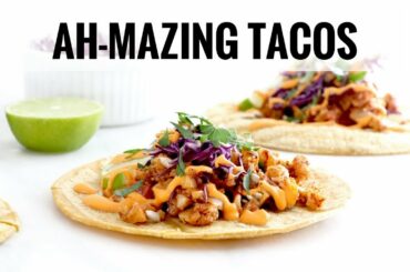 Cauliflower Tacos + Creamy Red Pepper Sauce | Easy, Healthy Lunch Dinner | Healthy Grocery Girl