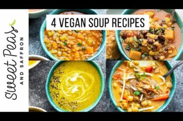 4 cozy 🍜 Vegan Soup Recipes | Slow Cooker + Stove Top