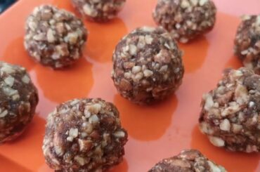 Vegan Dates-and-Nuts Laddu (Energy-Balls). plant-based, low calorie, sugar free, nutritious, no fat