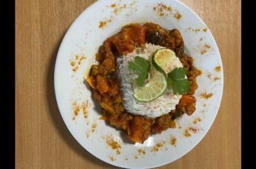 How to make vegan Lentil dahl. Indian curry. Healthy food with protein stacked lentil and vegetables