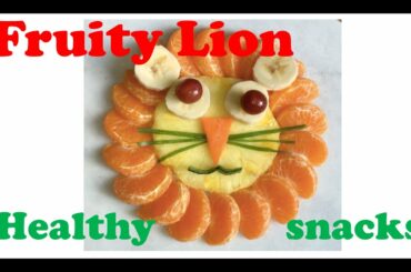How to make a fruity lion ? Healthy and Easy snack idea for kids. Food art.