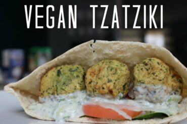 SUPER HEALTHY Vegan Tzatziki Sauce Recipe + Vegan Air Fried Falafel