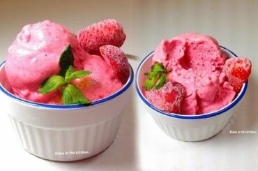 Ice Cream Recipe - Low Fat Strawberry Ice Cream - Healthy For Weight Loss (HUMA IN THE KITCHEN)