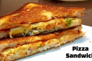 Cheesy Pizza Sandwich Recipe - No Oven Required - Lunch Box recipe