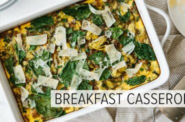 HEALTHY BREAKFAST CASSEROLE | with turkey, spinach and artichoke