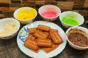 Rangoli Biscuit Sandwich | Cooking with out Fire for School Competition| Fireless Cooking Recipe|