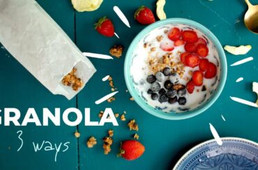 BREAKFAST IDEAS - How to make healthy granola: 3 recipes - Vegan-friendly, plant based, dairy-free