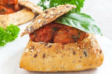 Healthy Gluten-Free Dairy-Free and Egg-Free Meatballs in a Bread Bowl - Foodaciously