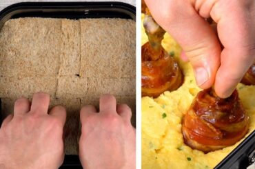 Put 5 Slices Of Bread In The Pan & Cover With Mashed Potatoes