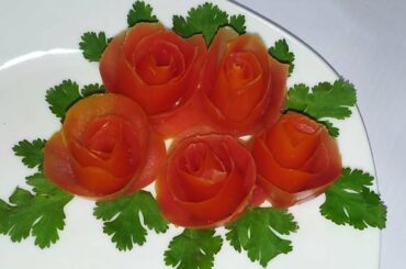 Valentine day special Salad Decorations Ideas | Salad plate Decorations,tomato rose