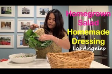 Sausage Salad and Homemade Dressing | Lettuce, Lemon, Parsley and Kumquat from the Backyard Garden