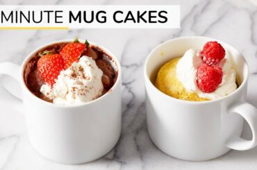 2-MINUTE CHOCOLATE + VANILLA MUG CAKE RECIPES | gluten-free, keto and paleo