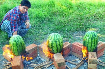 WATERMELON CHICKEN | Cooking Skill | Village Food