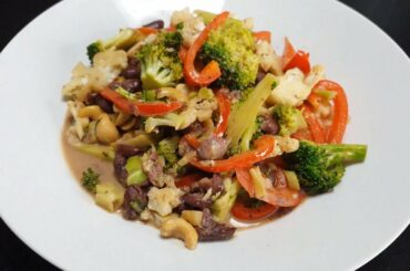 Veggies and Cashews with Creamy Sauce and Couscous | Easy Healthy Vegan Recipe with MACROS / MICROS