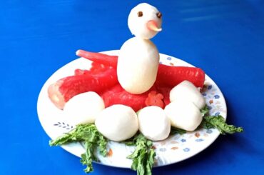 Snowman Vegetable Art, Vegetable Carving Garnish, Food Decoration, Easy Ideas Vegetable Art, CHR