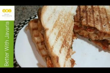Grill Chicken Cheese Sandwich/Easy and quick recipe by Javaria Anjum