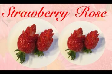 How to make a Rose out of strawberry !! Food art  -  Rose. Valentine's Day Special. Fruit carving.