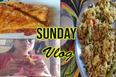 SUNDAY Breakfast to lunch routine~Veg Sandwich and Methi Pulao~Weekend Vlog~Indian Breakfast+Lunch