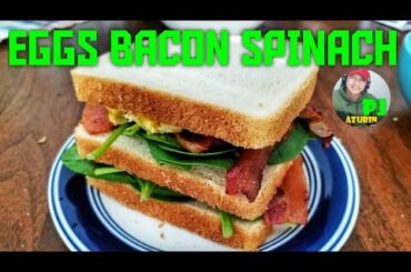 HOW TO MAKE SIMPLE BREAKFAST SANDWICH EGGS BACON SPINACH #breakfast #sandwich #eggsbacon