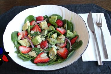 Avocado Spinach Strawberry Salad with Balsamic Vinaigrette | Keto, Sugar free, Gluten Free